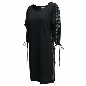 Chloé Black Crepe Dress with Laced Suede Details